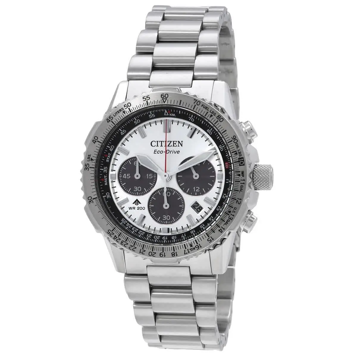 Citizen Promaster Navihawk Chronograph Silver Dial Men`s Watch CA4660-61A - Silver, Dial: Silver-tone, Band: Silver-tone