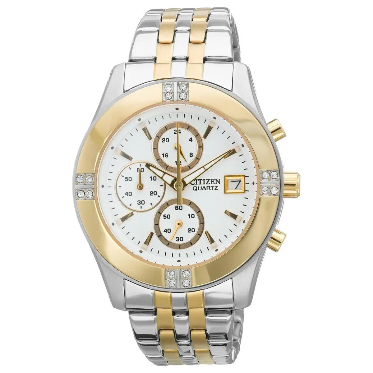 Citizen Quartz Chronograph Swarovski Crystal Bracelet Women`s Watch - FA1044-51A - Quartz