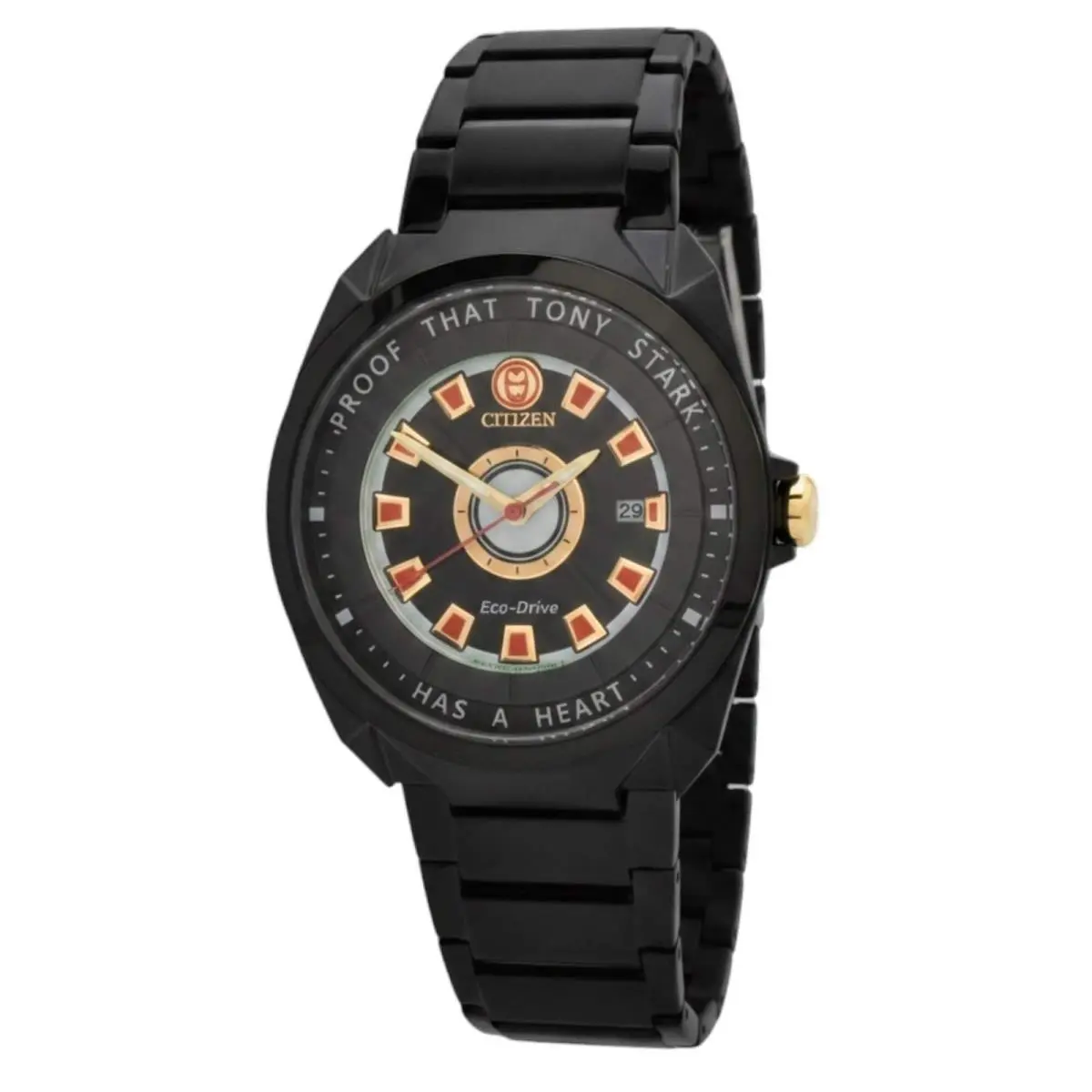 Men`s Watch Marvel Tony Stark Eco-drive Black Steel Bracelet AW1019-52W by Citizen