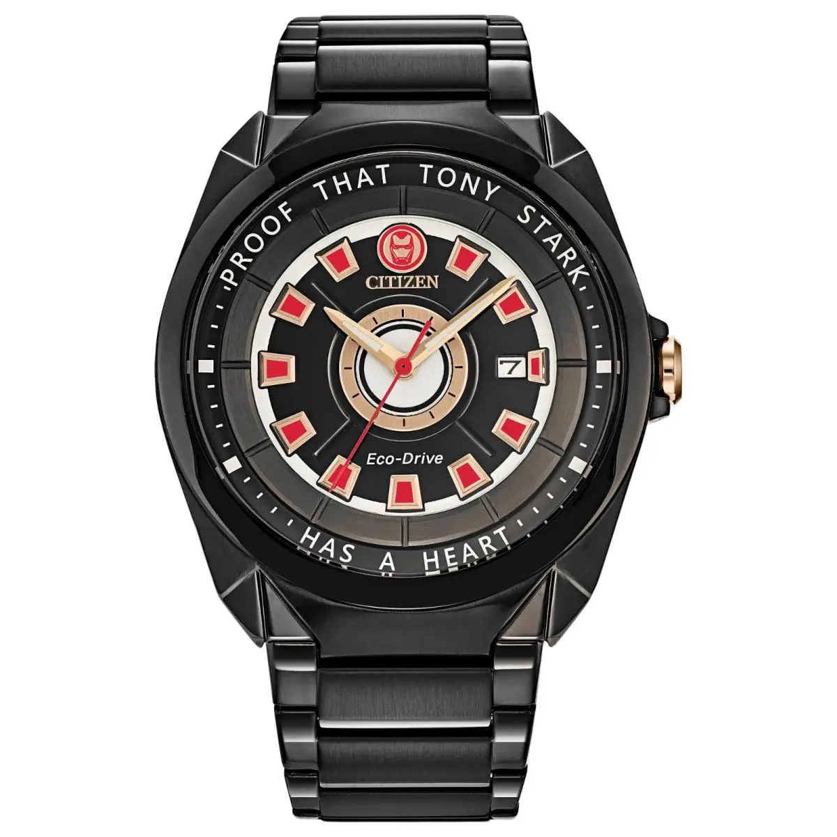 Citizen Men`s Marvel Tony Stark I Love You 3000 Eco-drive Watch - AW1019-52W - Dial: Black, Band: Black, Bezel: Black