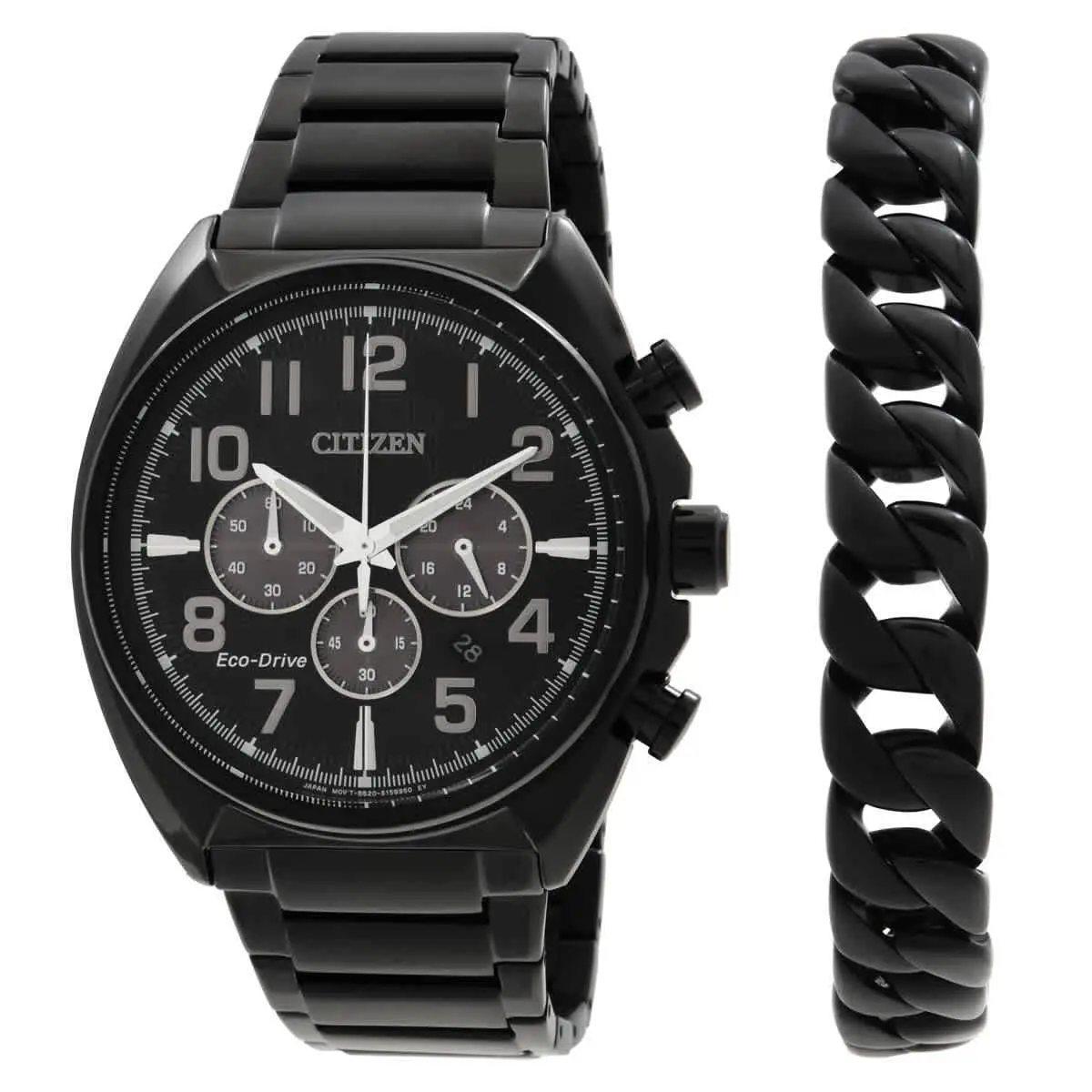 Citizen Chronograph Black Dial Men`s Watch and Bracelet Box Set CA4285-68E - Black, Dial: Black, Band: Black