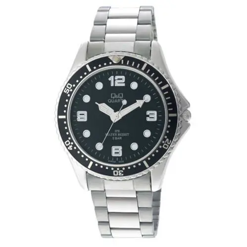 by Citizen KW68J204Y Silver Tone Band Black Dial Sport Men`s Watch - Dial: Black, Band: Silver