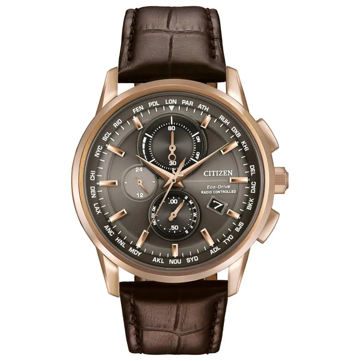 Citizen Eco Drive World Time Chronograph Atomic Perpetual Watch AT8113-12H