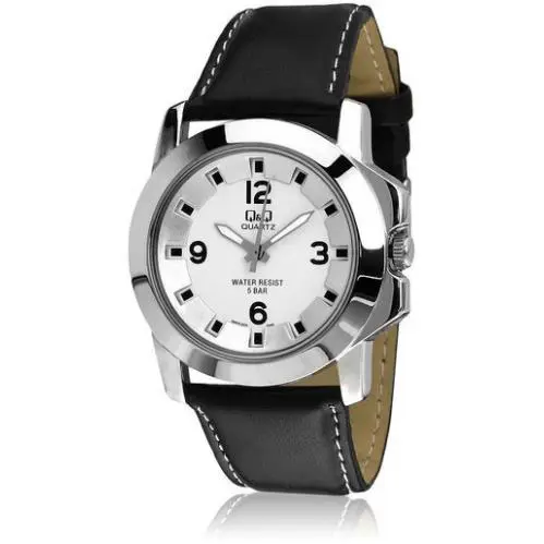by Citizen Q604J304Y Black Band White/silver Dial Men`s Watch Great Gift