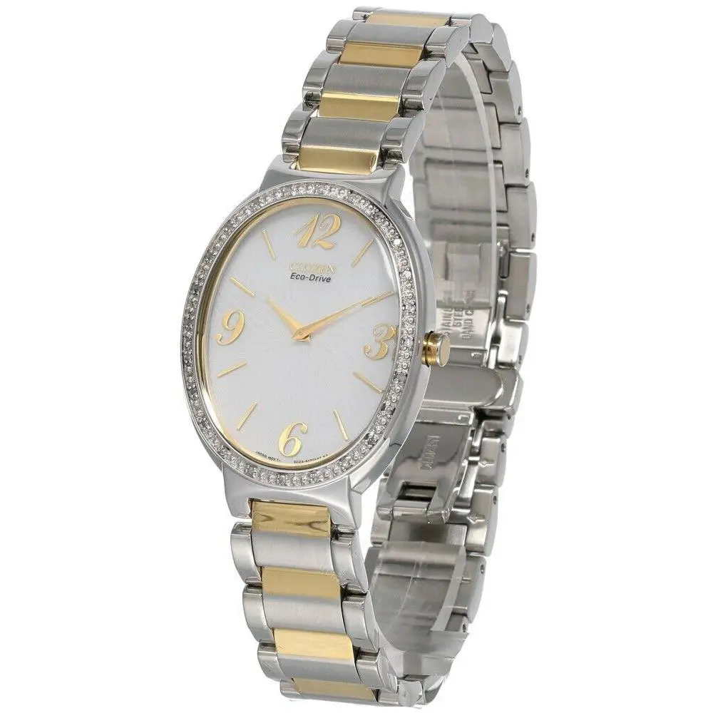 Eco-drive Diamond Accent Bezel Two Tone Women`s Watch EX1224-58A by Citizen