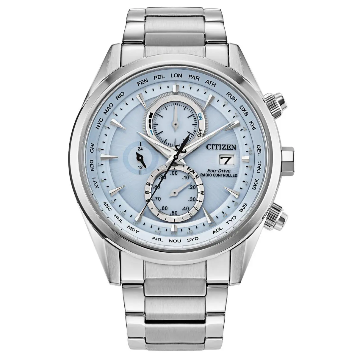 Eco-drive Atomic Sport Luxury Chrono Blue Dial Mens Watch AT8260-51M by Citizen