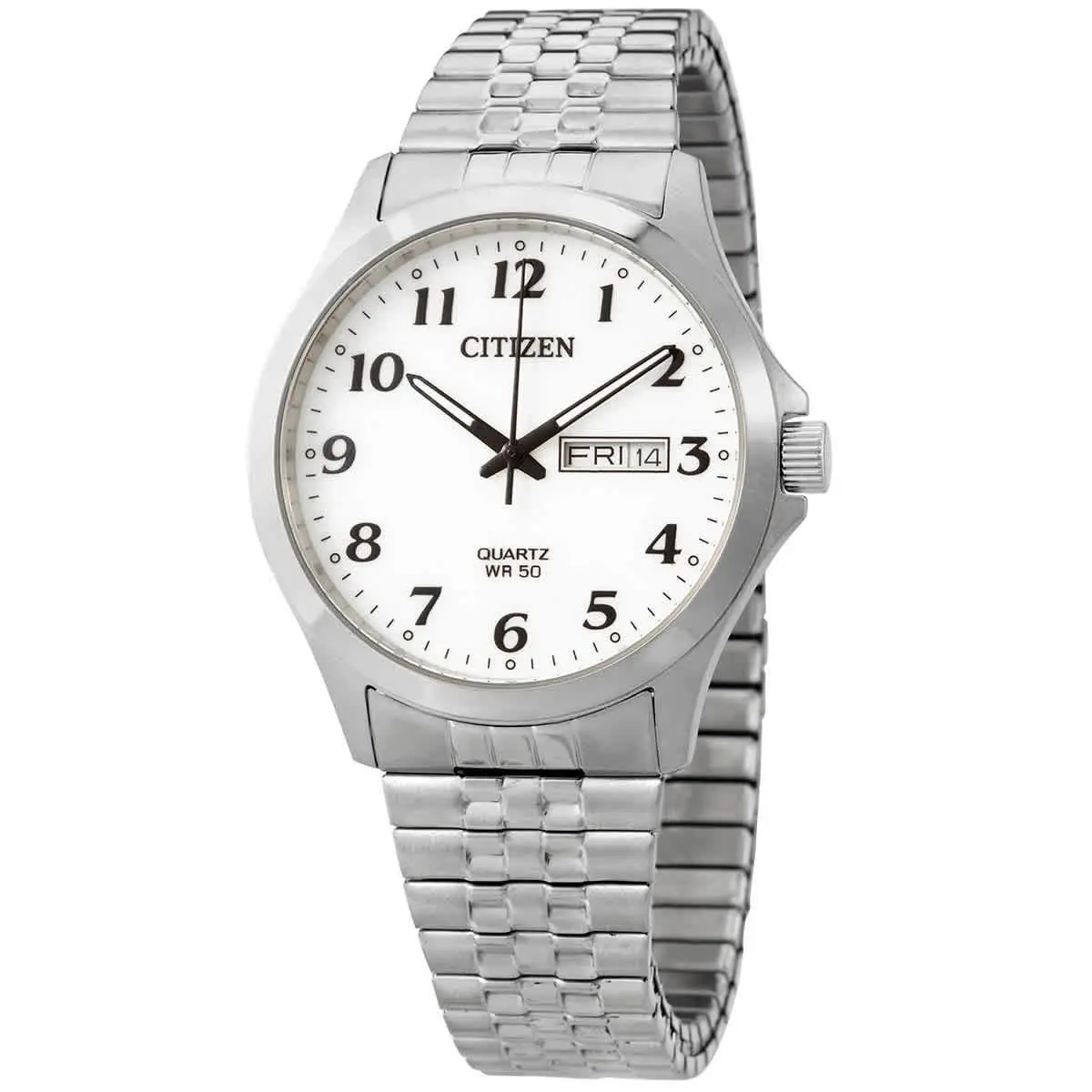 Quartz White Dial Stainless Steel Men`s Watch BF5000-94A by Citizen