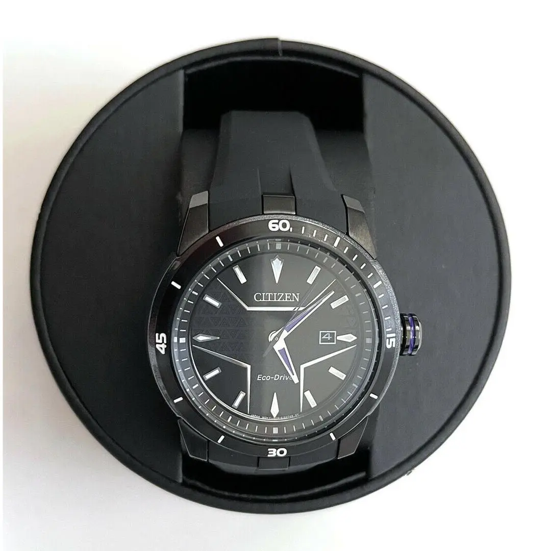 Citizen Men`s Eco-drive Marvel Black Panther Silicone Strap Watch AW1615-05W