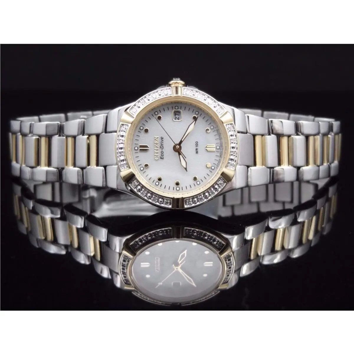 Citizen EW0894-57B Riva Diamond Bezel Two Tone Women`s Watch Great Gift