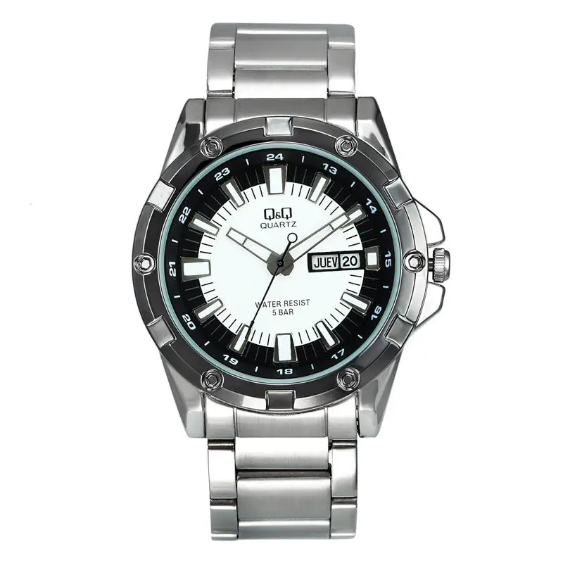 A150J401Y Men`s Silver Tone Day/date White/black Dial Watch by Citizen