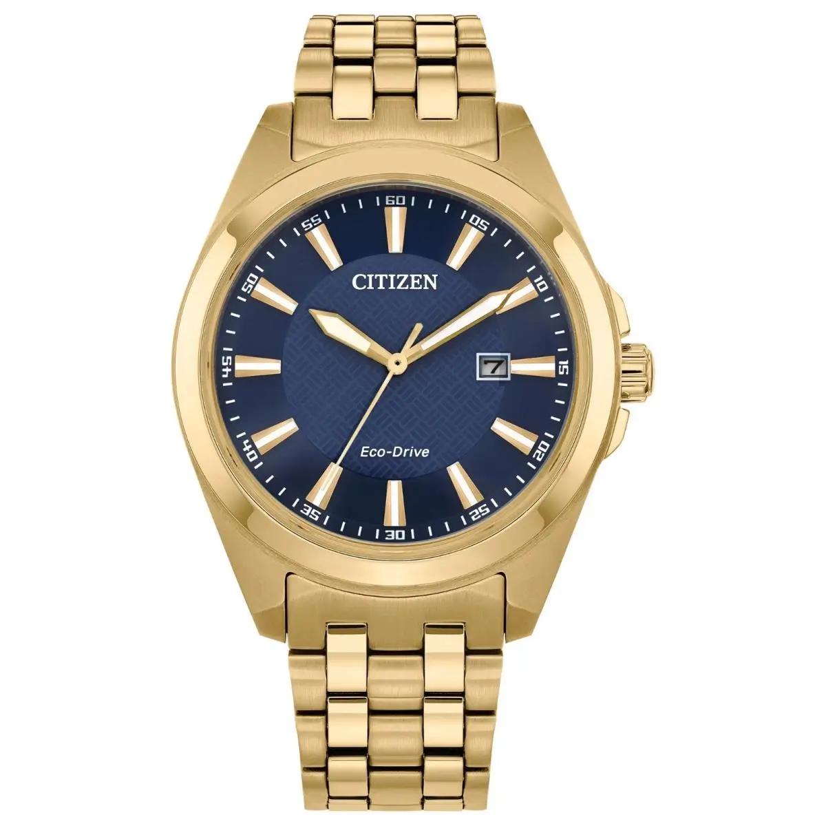 Citizen Men`s Classic Date Eco-drive Gold Stainless Steel 41MM BM7532-54L - Dial: Blue, Band: Gold, Bezel: Gold