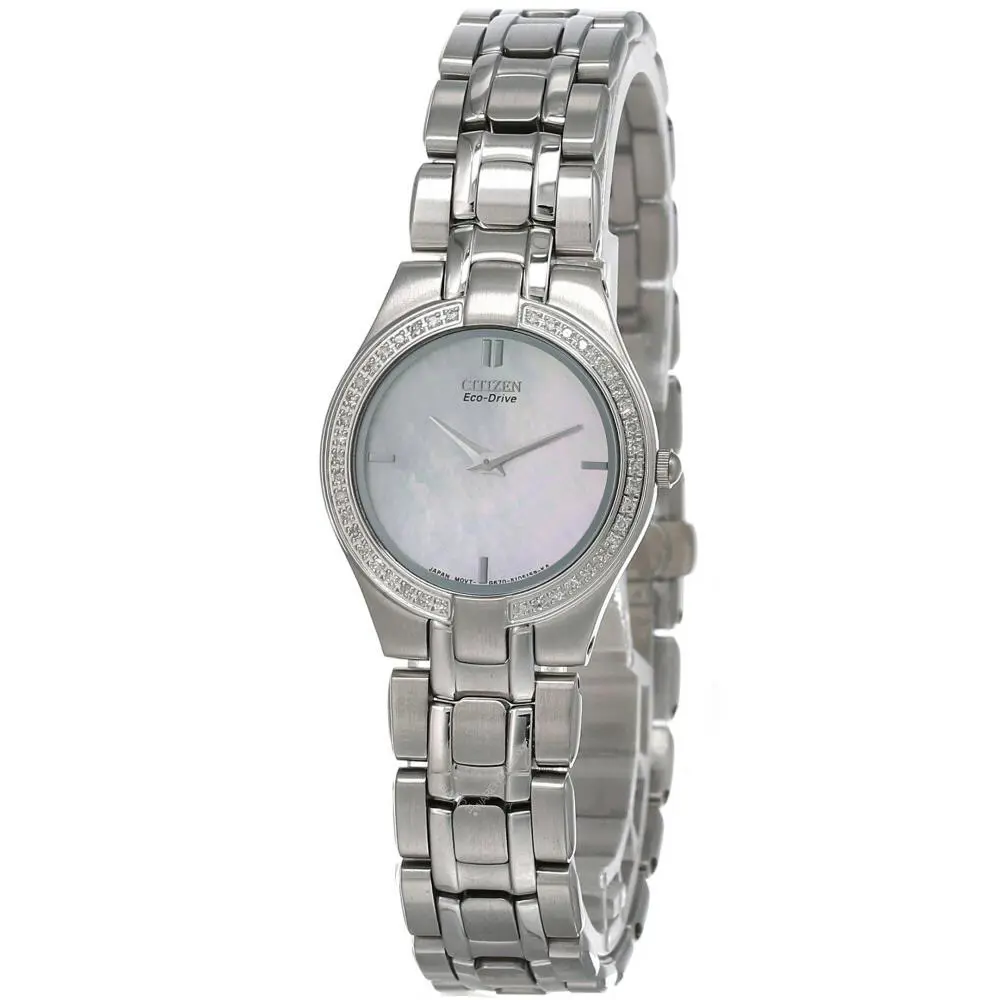 Citizen Eco Drive Mop Dial SS Women`s Watch EG3150-51D - Bezel: Silver
