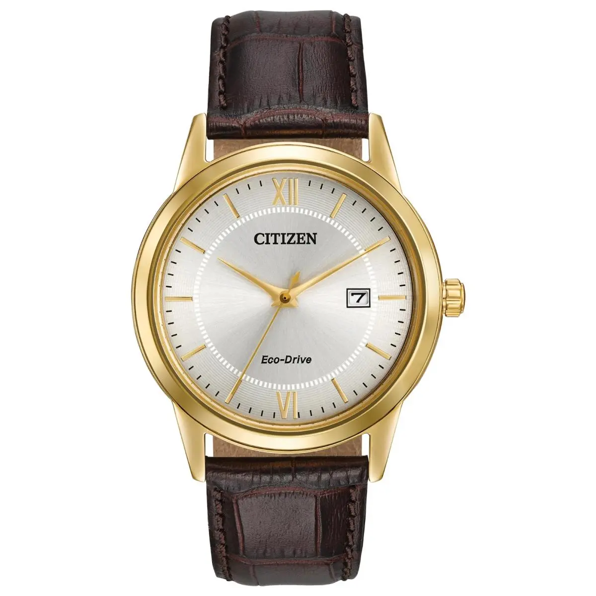 Citizen Corso AW1232-04A Eco-drive Men`s Watch Silver Dial Black Leather Strap