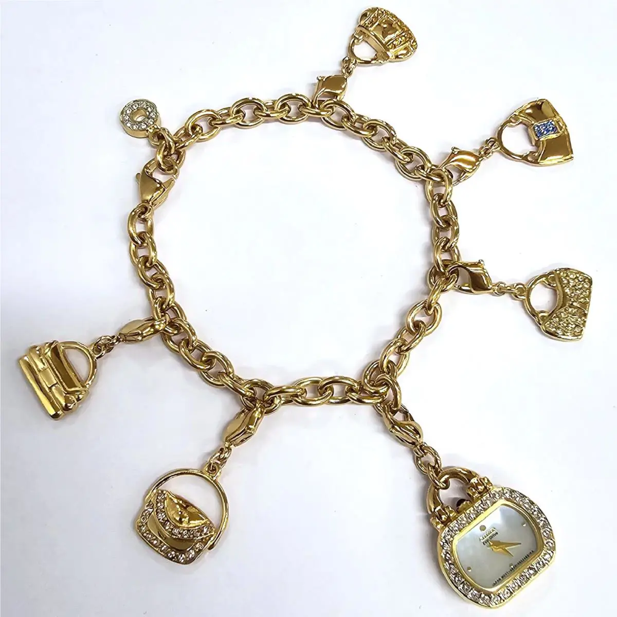 Citizen Eco-drive Mop Dial Swarovski Charm Bracelet Women`s Watch EG2312-65D
