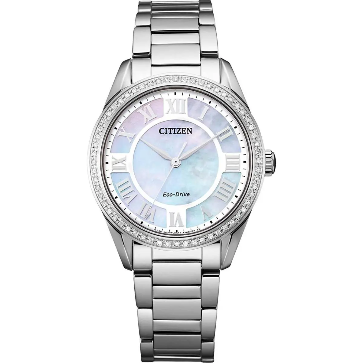 Citizen EM0880-54D Arezzo Mother-of-pearl Dial Diamond Eco-drive Watch - Dial: Mother-of-pearl, Band: Silver, Bezel: Silver