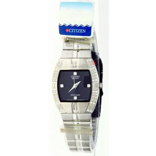 Ladies Citizen Watch Rhinstone Swarovski Crystal Black Dial Water Resistant