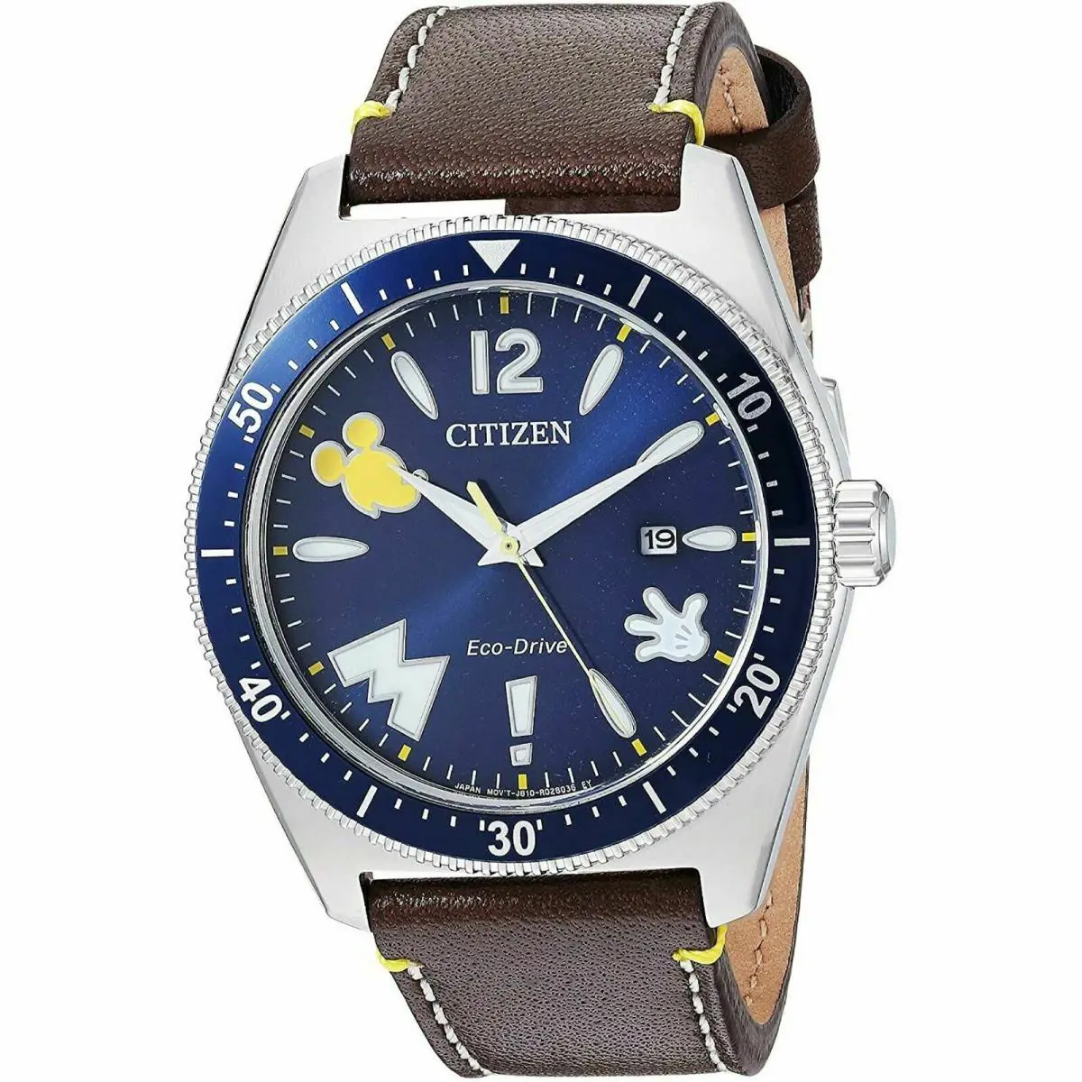 Citizen Disney Mickey Mouse Classic Blue Dial Leather Band Mens Watch AW1599-00W