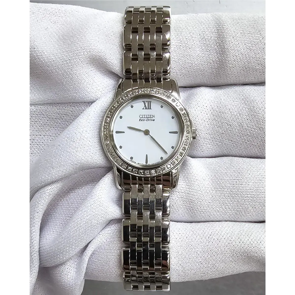 Citizen Stiletto Eco-drive 23 MM Diamond Bezel Women`s Watch EG3000-54A