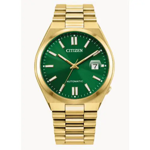 Citizen NJ0152-51X Tsuyosa Men`s Sport Luxury Watch Automatic Gold 40mm - Dial: Green, Band: Gold, Bezel: Gold