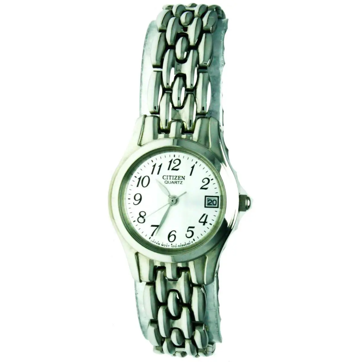 Nice Ladies Round Citizen Watch Water Resist White Dial Numbers Date S.steel