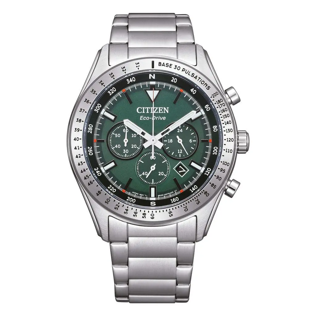 Men`s Eco-drive Green Dial Chronograph Men`s Watch CA4600-89X by Citizen