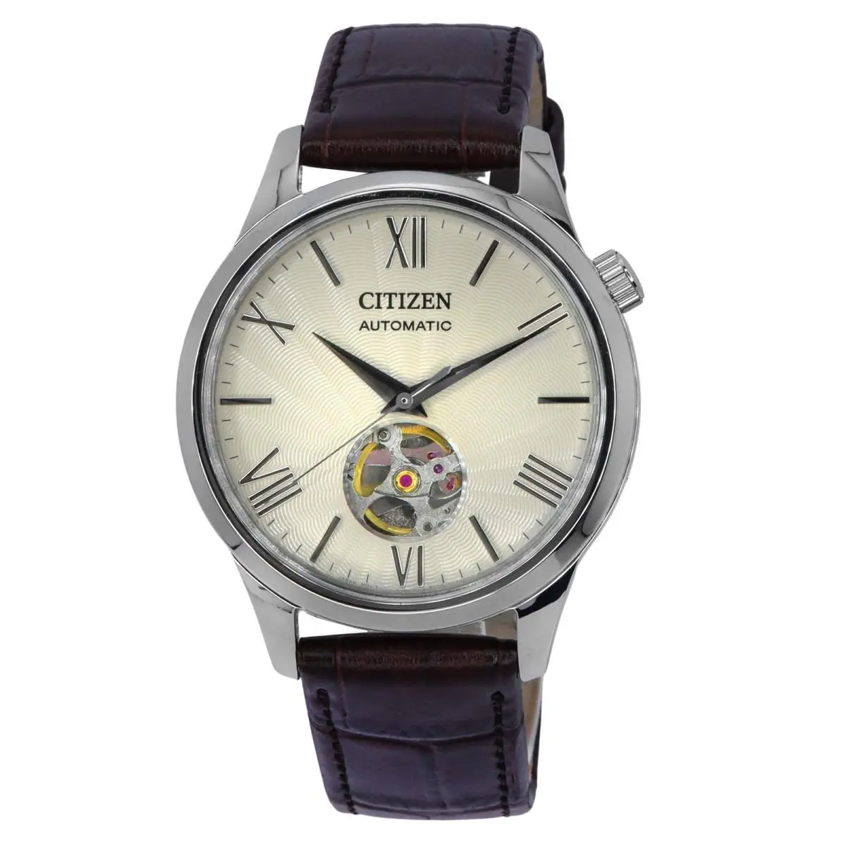 Citizen Calf Leather Strap Ivory Dial Automatic NH9130-17A Men`s Watch
