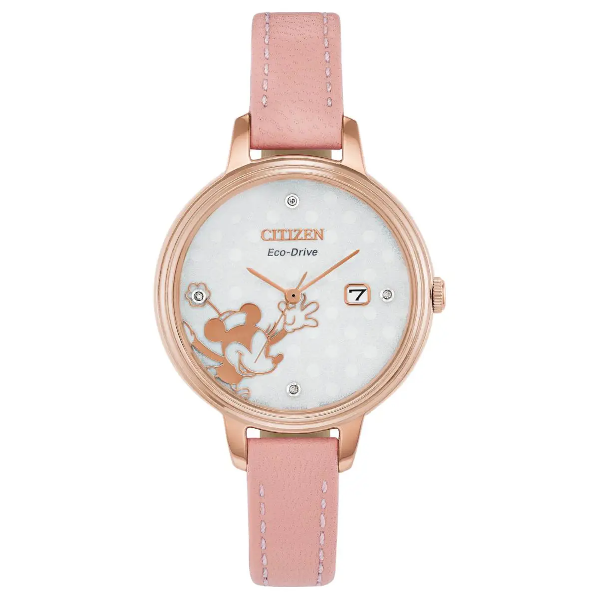 Citizen Disney Eco-drive Minnie Mouse Womens Watch Pink Date Japan EW2448-01W