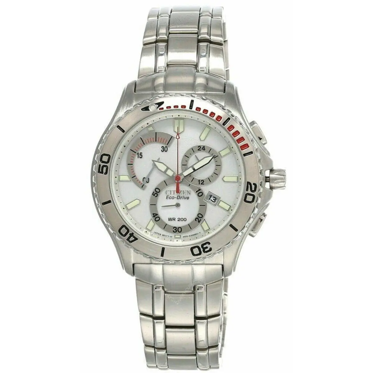 Citizen Eco Drive Calibre 5700 White Dial SS Bracelet Men`s Watch AT1070-54A - Dial: White, Band: Silver, Bezel: Silver