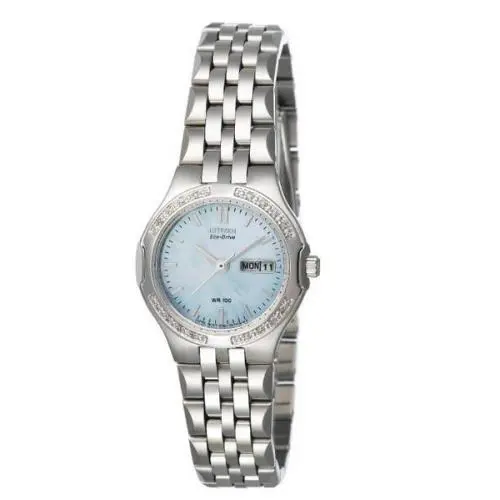 Citizen Women`s EW3110-52N 16 Diamonds Eco-dr. Watch SS WR Bluedial 5Yr Wrty
