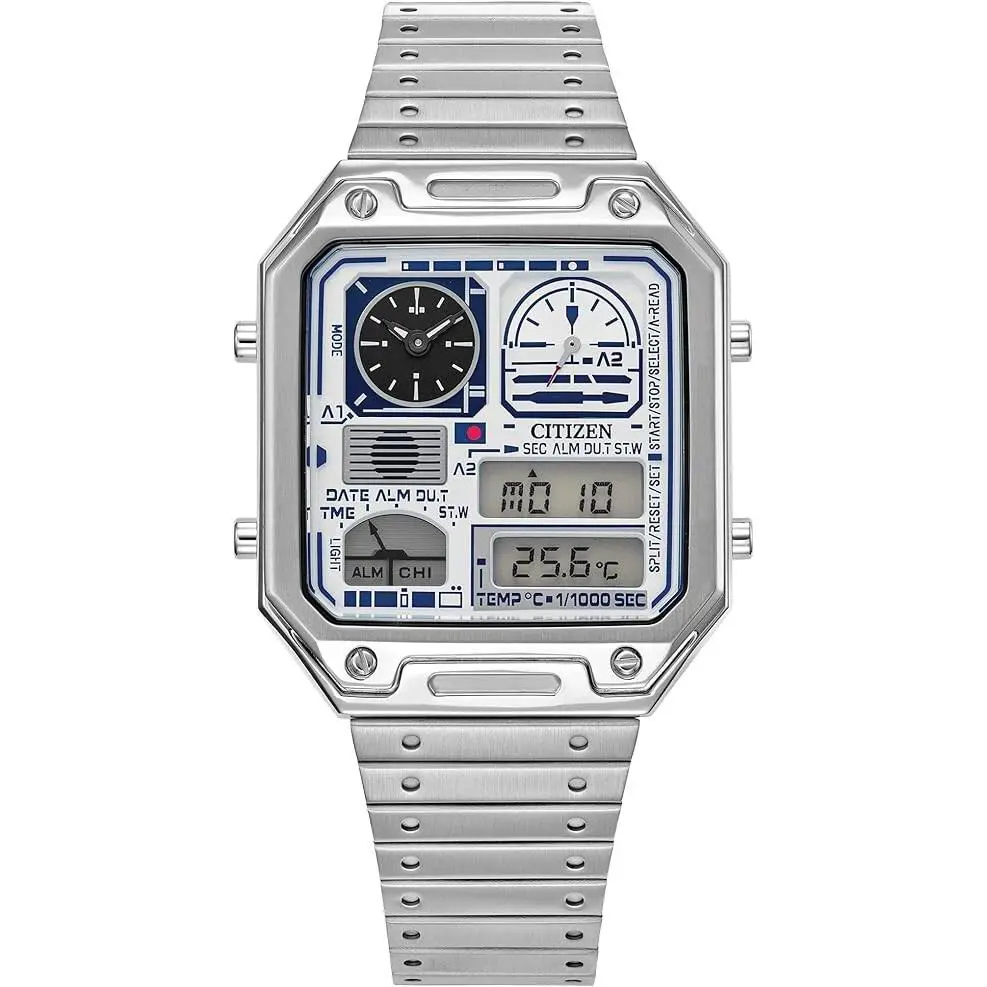 Star Wars R2-D2 Vintage Ana-digi Quartz Stainless Steel Watch Silver by Citizen