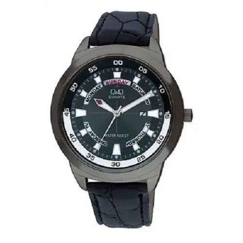 by Citizen A148J502Y Men`s Black Embossed Band Black Dial Day/date Watch