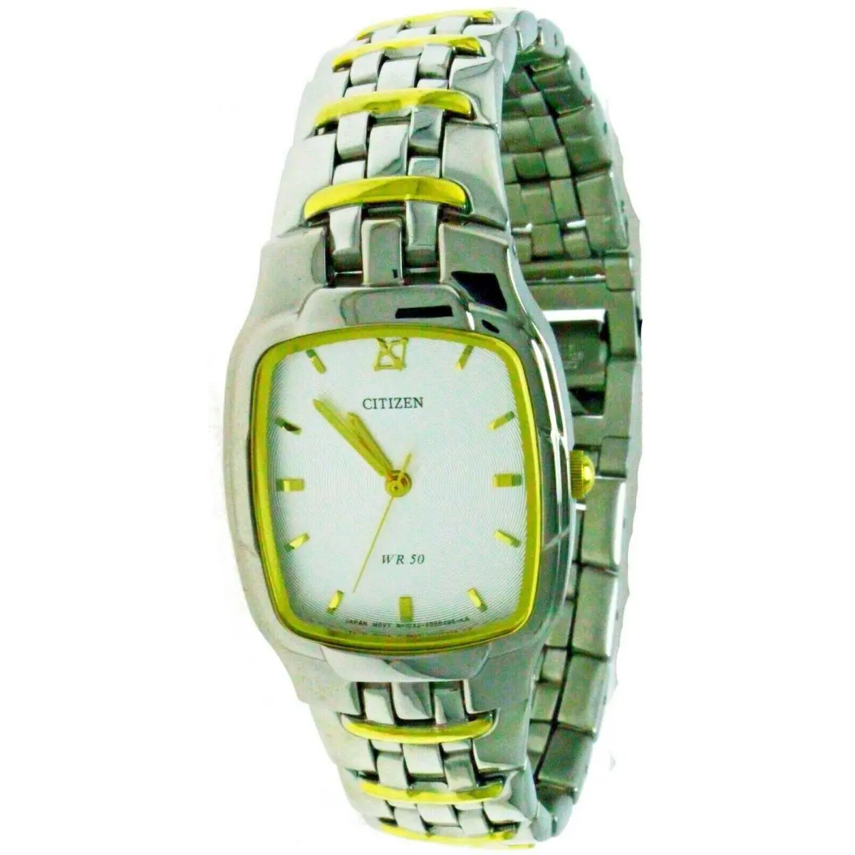 Citizen Square Two Tone S Steel Case Band White Face Watch 50M Water Resis