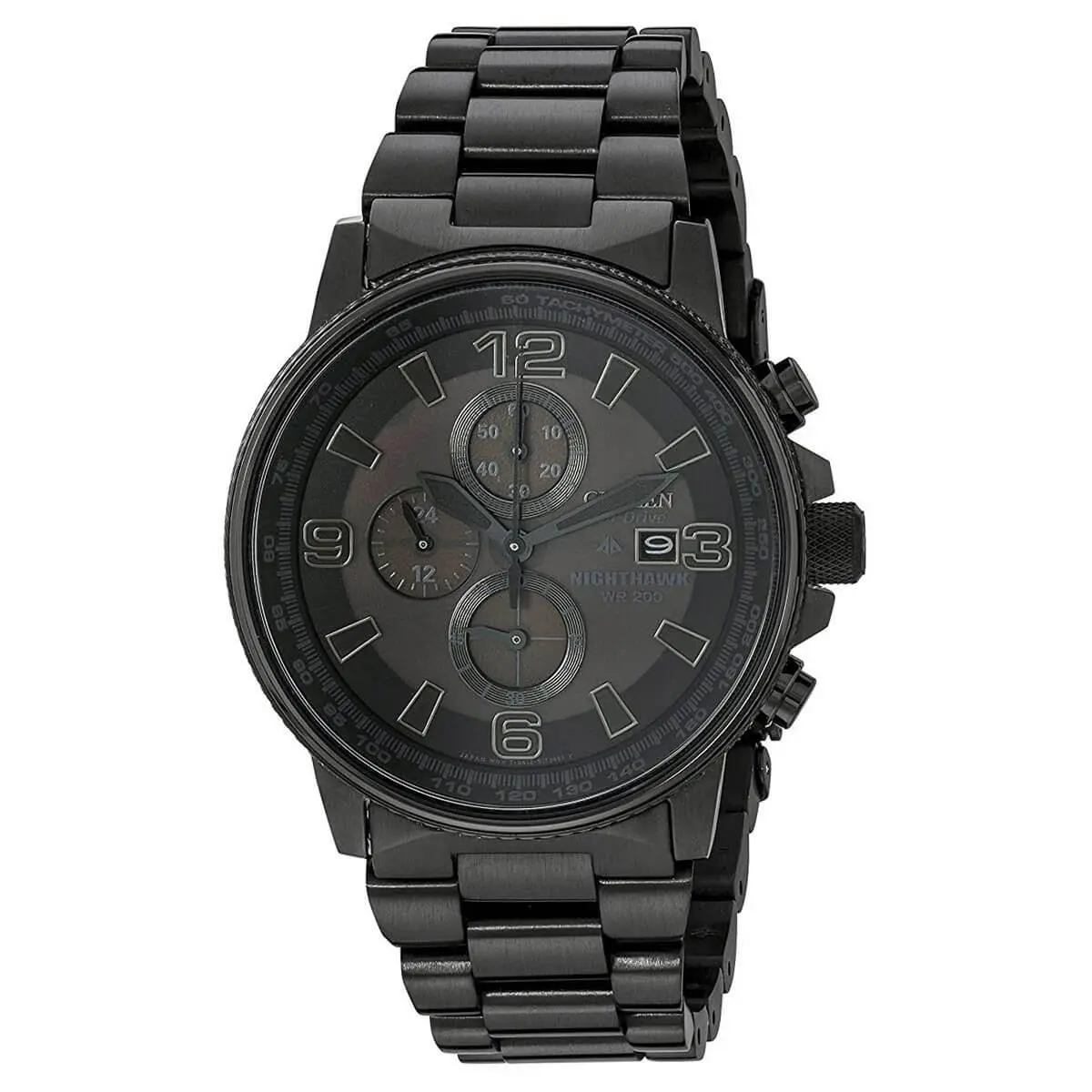 Citizen CA0295-58E Men`s Eco-drive Nighthawk Black IP Steel Chronograph Watch - Dial: Black, Band: Black