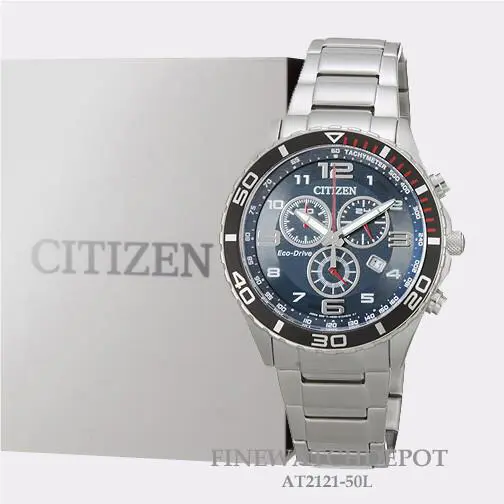 Citizen Eco-drive Men`s Stainless Steel Chronograph Watch AT2121-50L