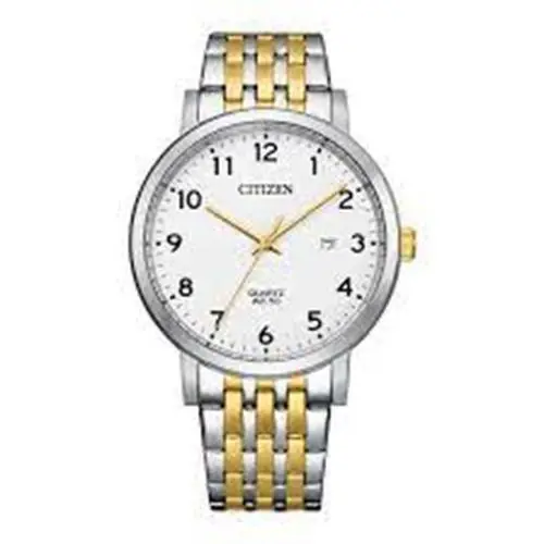 Citizen White Dial Stainless Steel Two Tone Men`s Quartz Watch INT-BI5076-51A