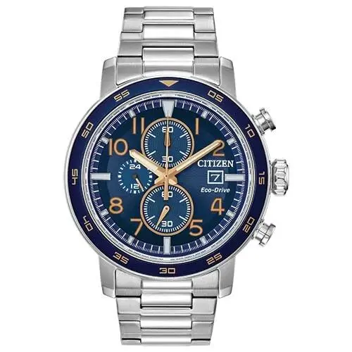 Citizen Men`s Eco-drive Blue Dial Silver Watch CA0647-52L