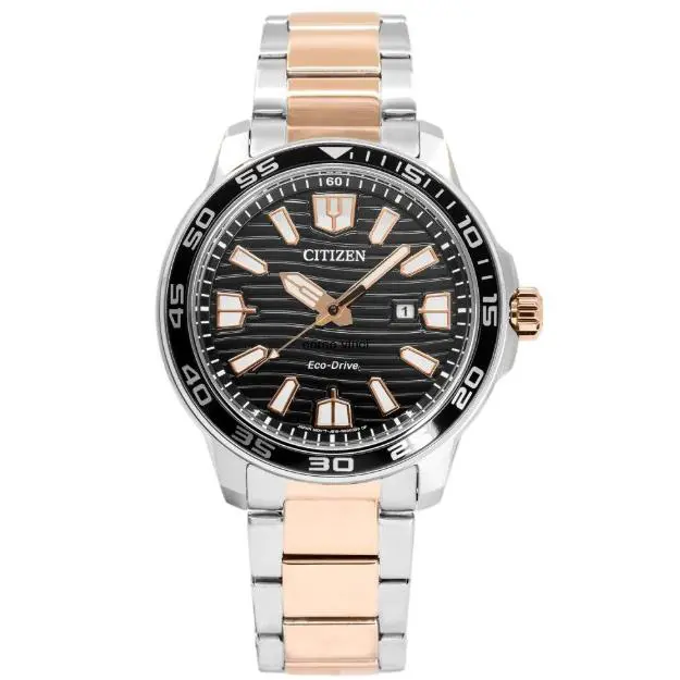 Citizen Men`s Stainless-steel Quartz Black Dial Two Tone Watch INT-AW1524-84E - Black, Dial: Black, Band: Gold, Silver