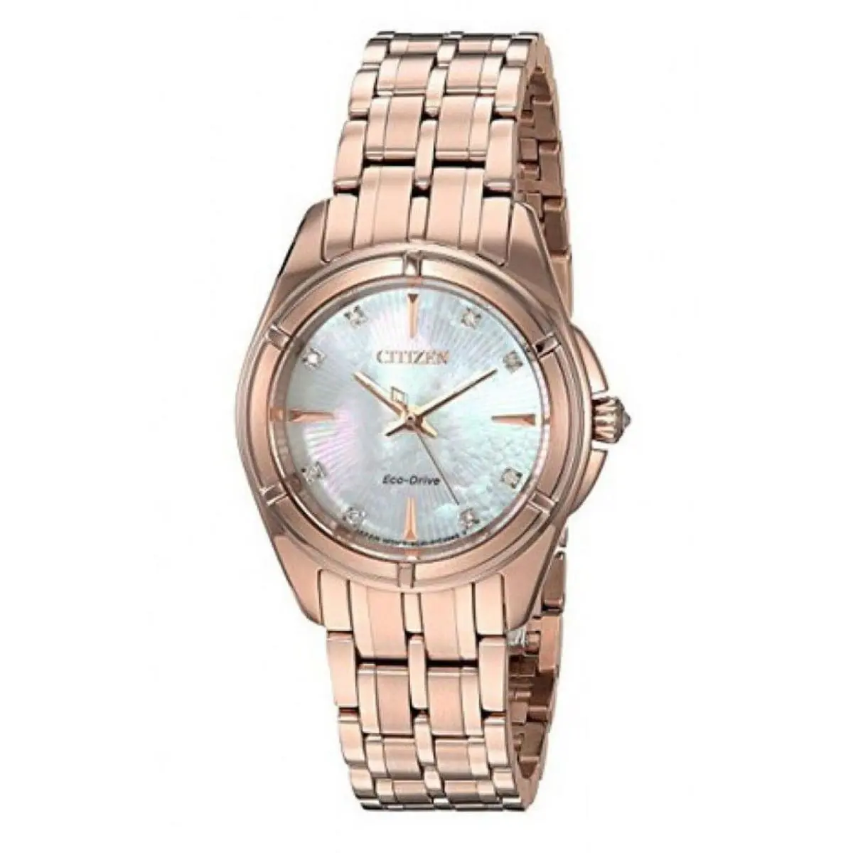 EM0353-50D Women`s Prezia Diamond Accent Pearlized Rose Gold Watch by Citizen