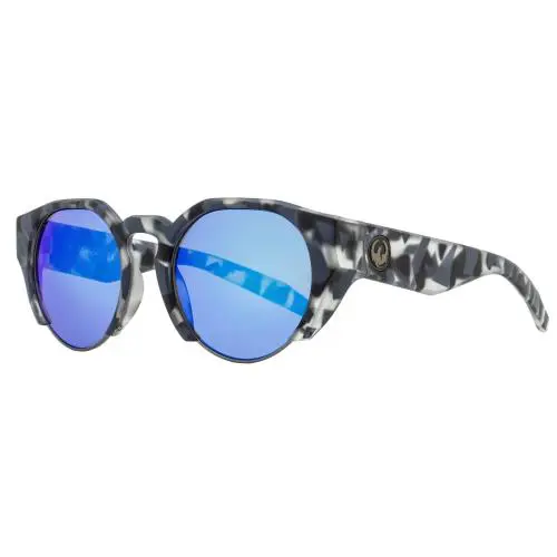 Dragon Round Sunglasses Compass LL Ion 462 Matte Gray Tortoise 51mm - Frame: Matte Gray Tortoise, Lens: Gray/Blue Mirror