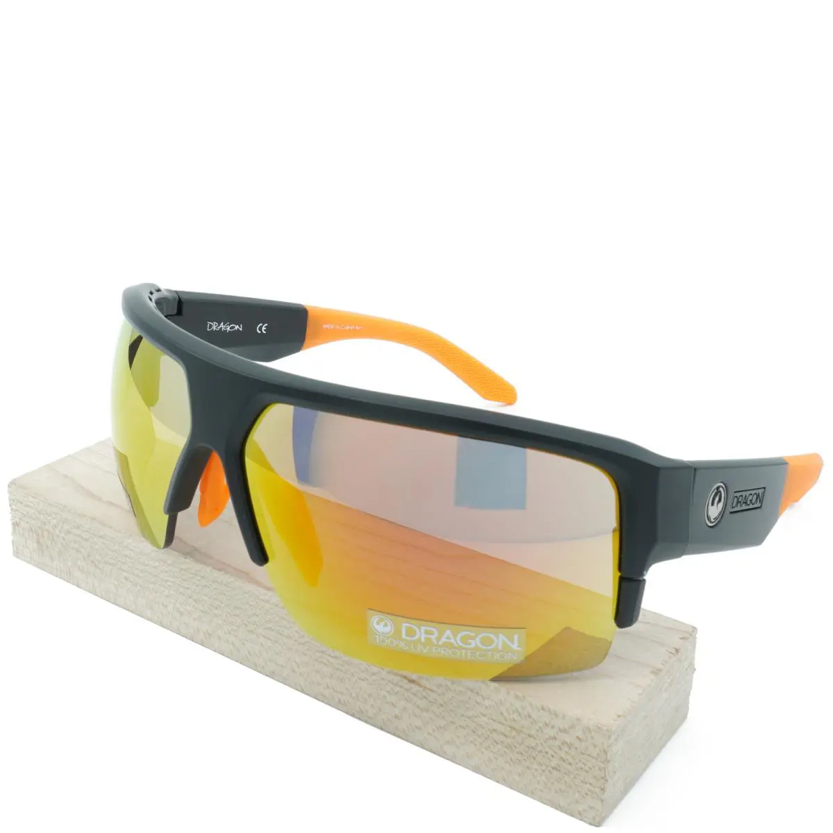 41092-022 Mens Dragon Alliance Ridge X LL Sunglasses - Frame: Matte Black/Orange, Lens: Ion Luma