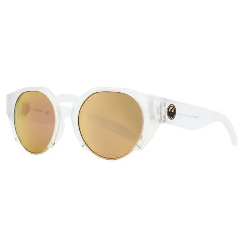 Dragon Round Sunglasses Compass LL Ion 971 Matte Crystal 51mm - Frame: Matte Crystal, Lens: Green/Rose Gold Mirror