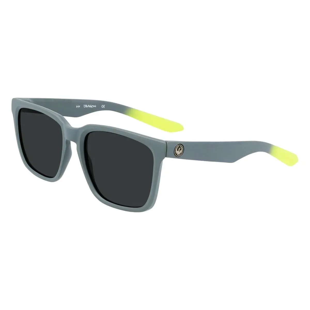 Dragon Baile XL LL 022 Matte Charcoal Sunglasses with Lime Tips Smoke Lens - Matte Charcoal Lime, Frame: Matte Charcoal Grey, Lens: Smoke
