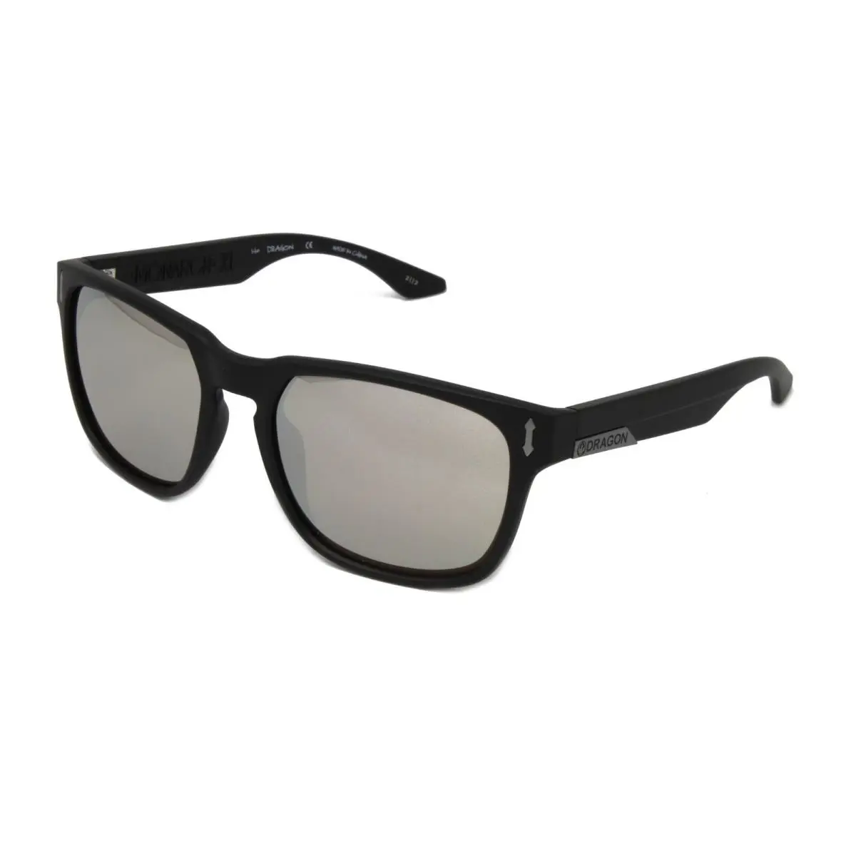 Dragon Sunglasses Men`s Square Frame Monarch XL LL Ion 017 Matte Black 58mm - Frame: Black, Lens: Silver