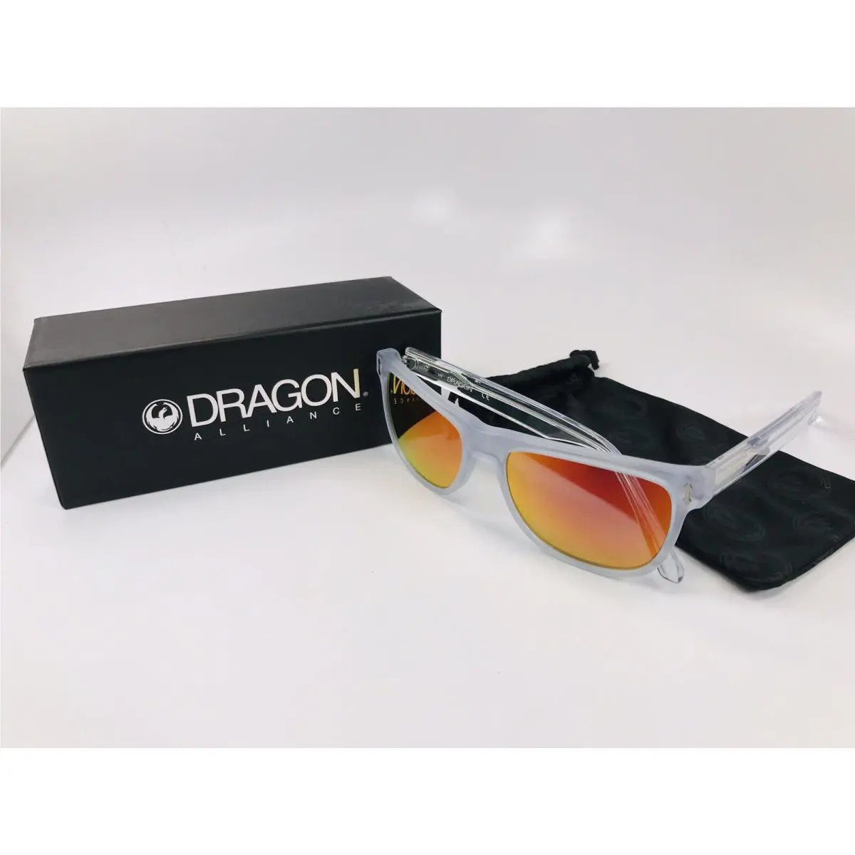 Dragon DR514S Matte Crystal Brake Sunglasses with Red Ion Lenses