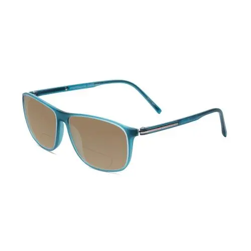 P8278-B 56 mm Polarized Bi-focal Sunglasses Crystal Azure Turquoise Blue Brown by Porsche