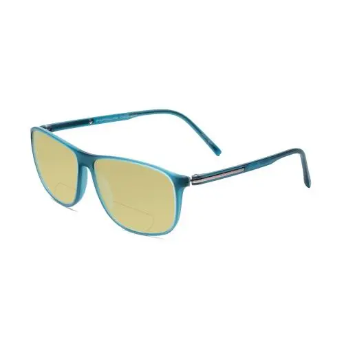 P8278-B 56 mm Polarized Bi-focal Sunglasses Crystal Azure Turquoise Blue Yellow by Porsche