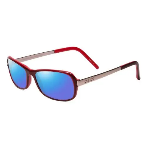 P8207-B Cateye 53mm Polarized Sunglasses in Burgundy Red Gunmetal Silver Blue Mirror Polar by Porsche