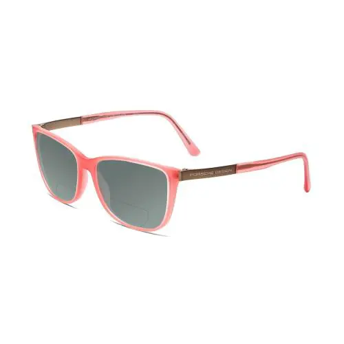 P8266-D Cateye 54mm Polarized Bi-focal Sunglasses Crystal Rose Gold Pink Grey by Porsche