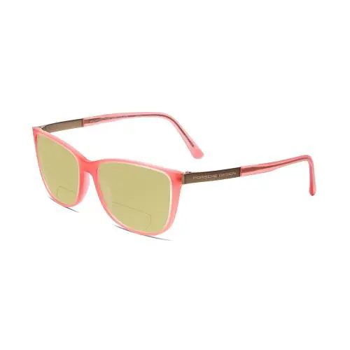 P8266-D Cateye 54mm Polarized Bi-focal Sunglasses Crystal Rose Gold Pink Yellow by Porsche