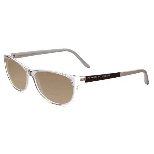 P8246-D 56 mm Polarized Bi-focal Sunglasses Crystal Grey 41 Lens Options Brown by Porsche